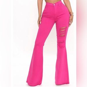 Barbie Pink Stretch Bell Bottom Jeans